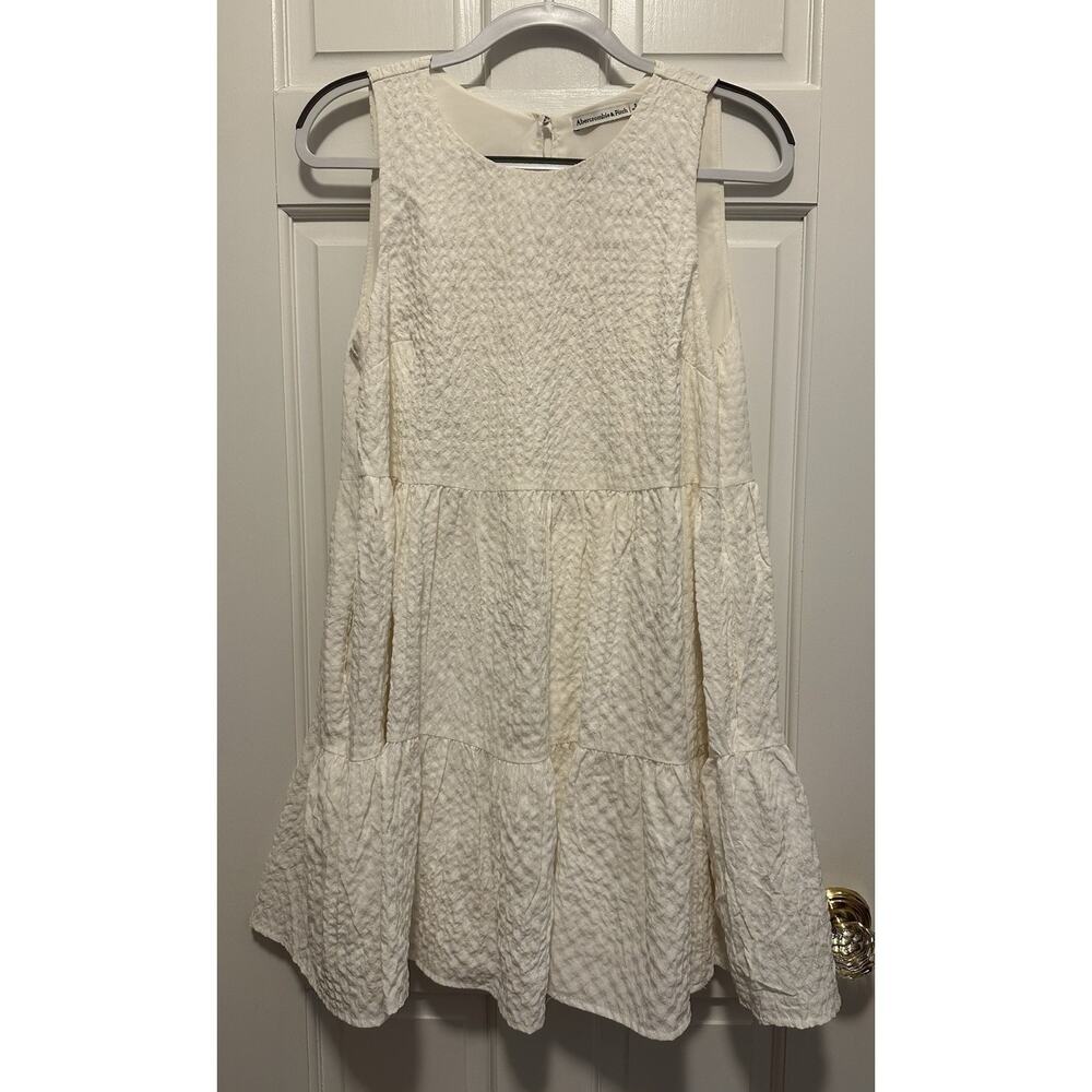 Abercrombie & Fitch White Babydoll Dress Women’s S Tiered Sleeveless Fit Flare